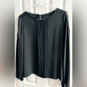 White House Black Market Black Lace Trim Top